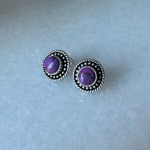 NWOT Sundance Blooming Wreath Earrings, Purple Copper Turquoise, Sterling Silver